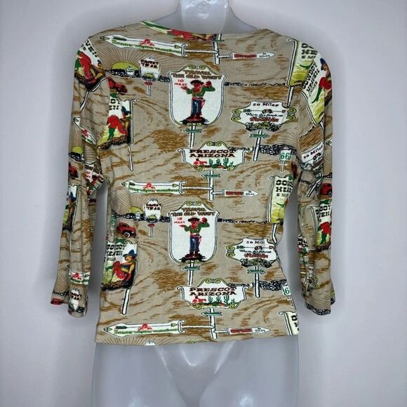 Don’t Mess with Texas Vintage retro All Over graphic Print Western tan Medium - Picture 3 of 6